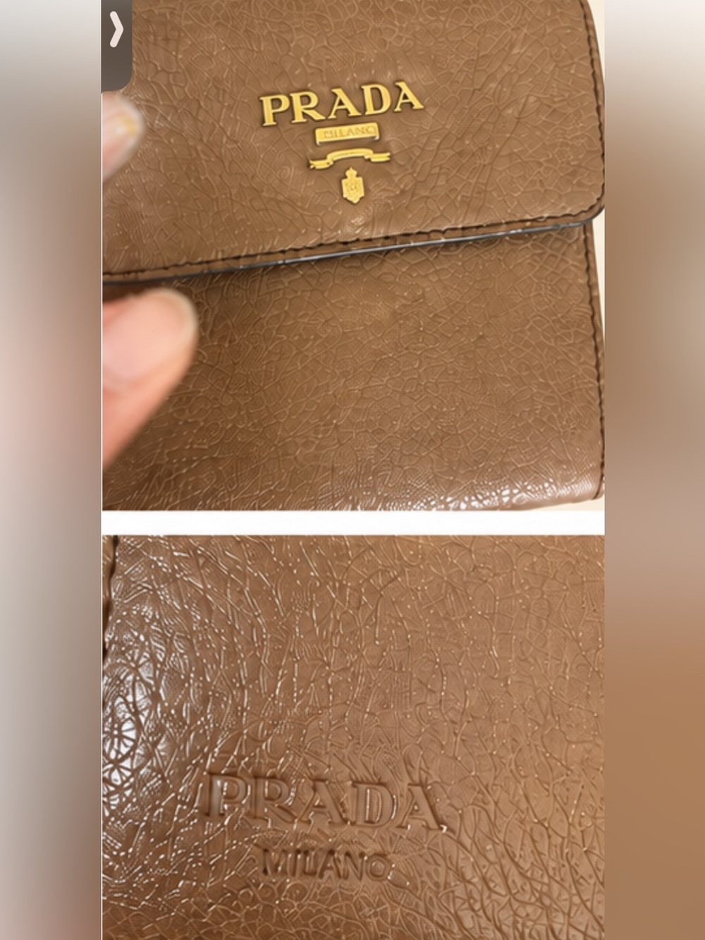 Prada Soft Leather Bifold Compact brown Wallet with Gold Logo - Picture 4 of 8